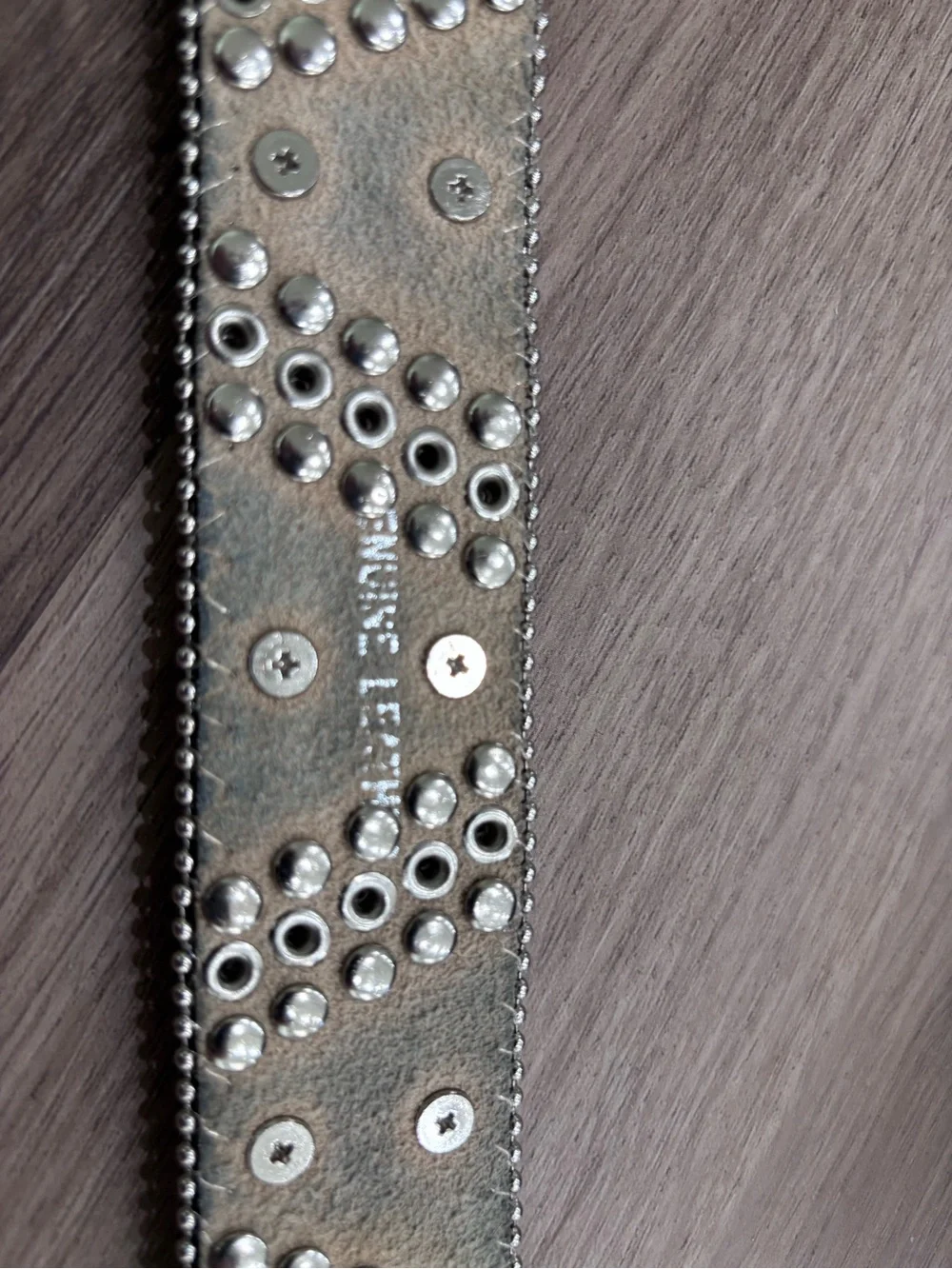 Studded Leather Belt with Silver Accents